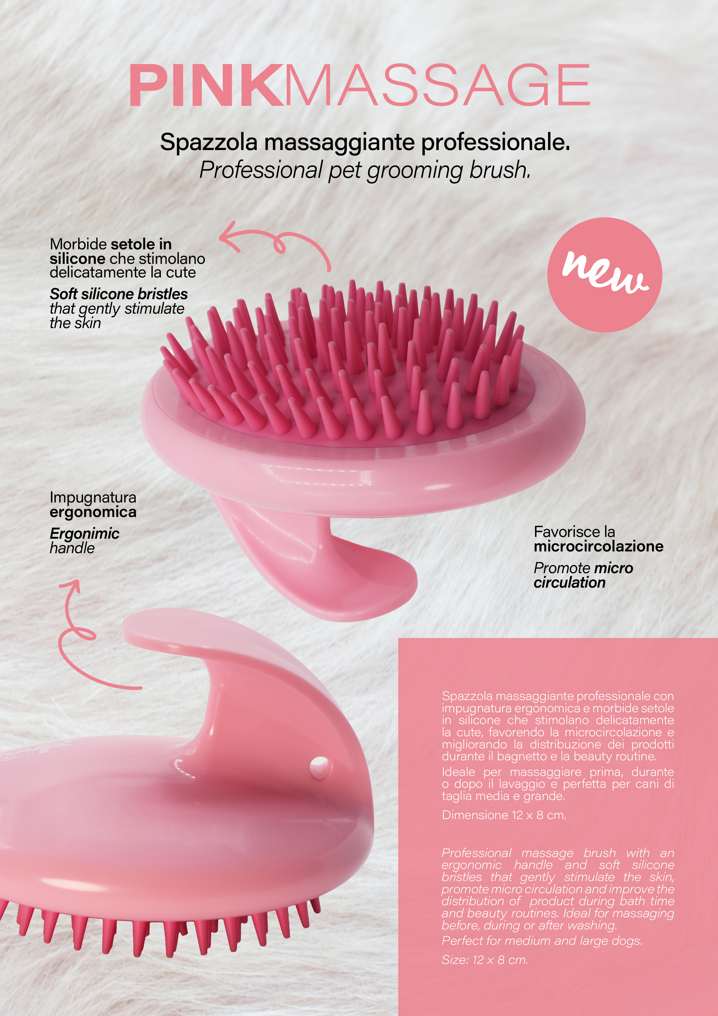 Yuup! Pink massage brush - šepetys