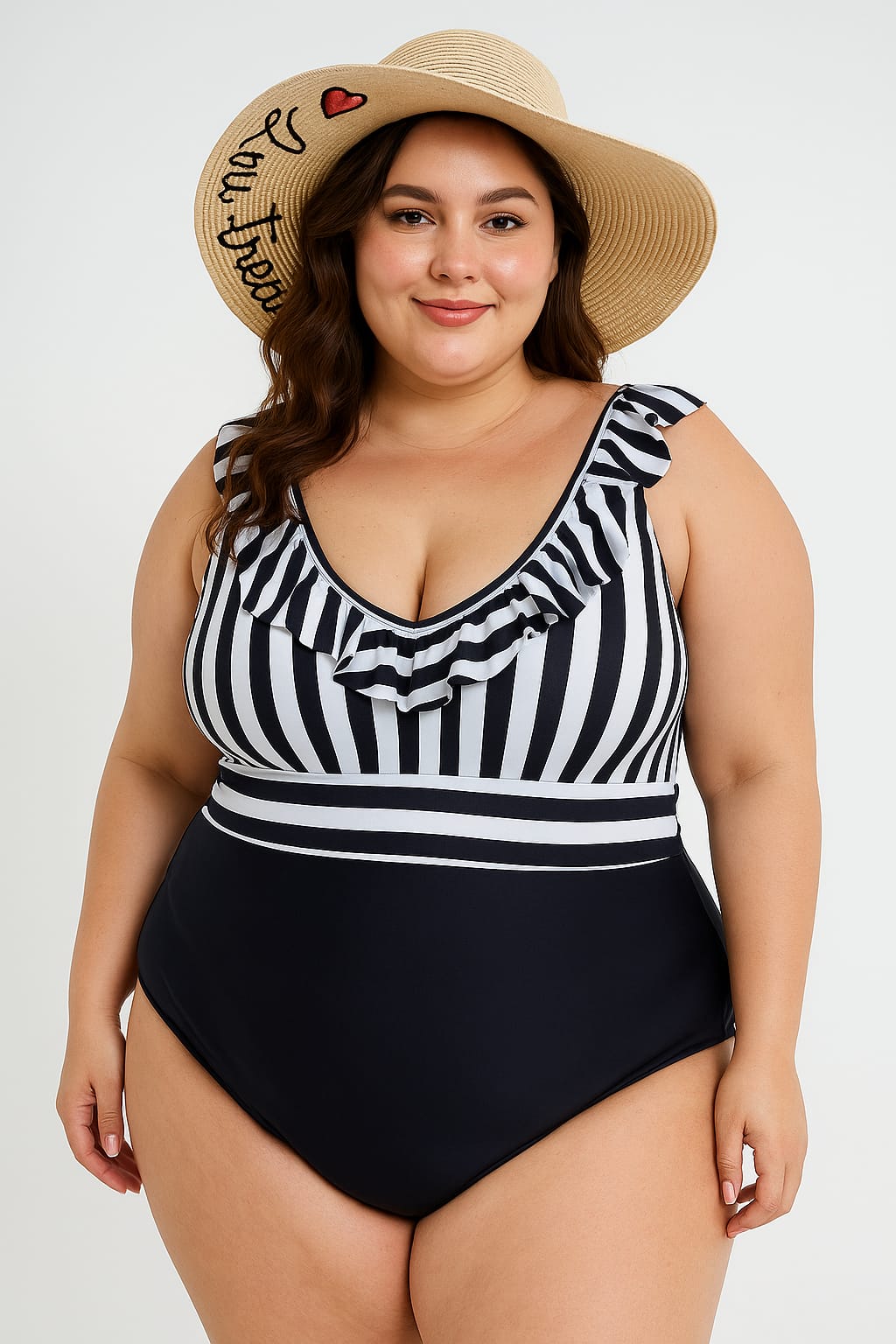 Maiô listrado com babados