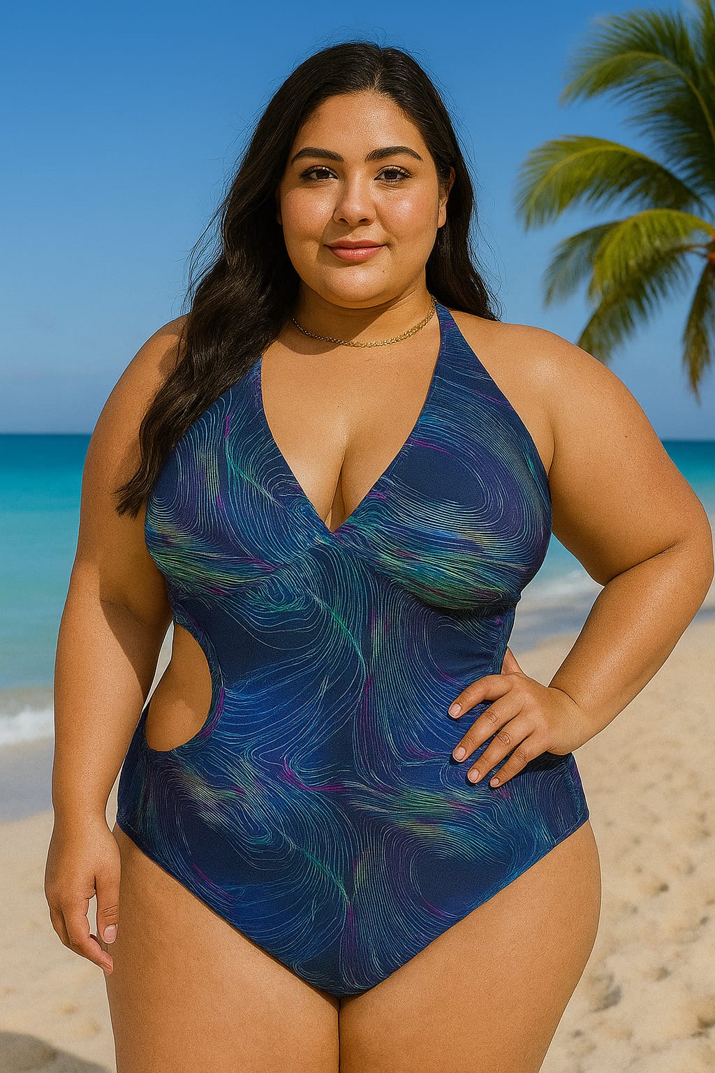 Maiô azul plus size