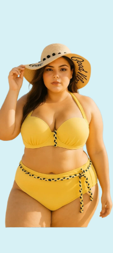 Biquíni amarelo plus size