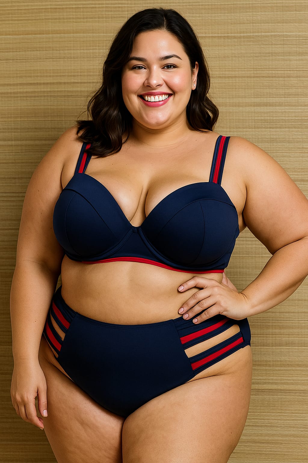 Biquíni azul marinho plus size