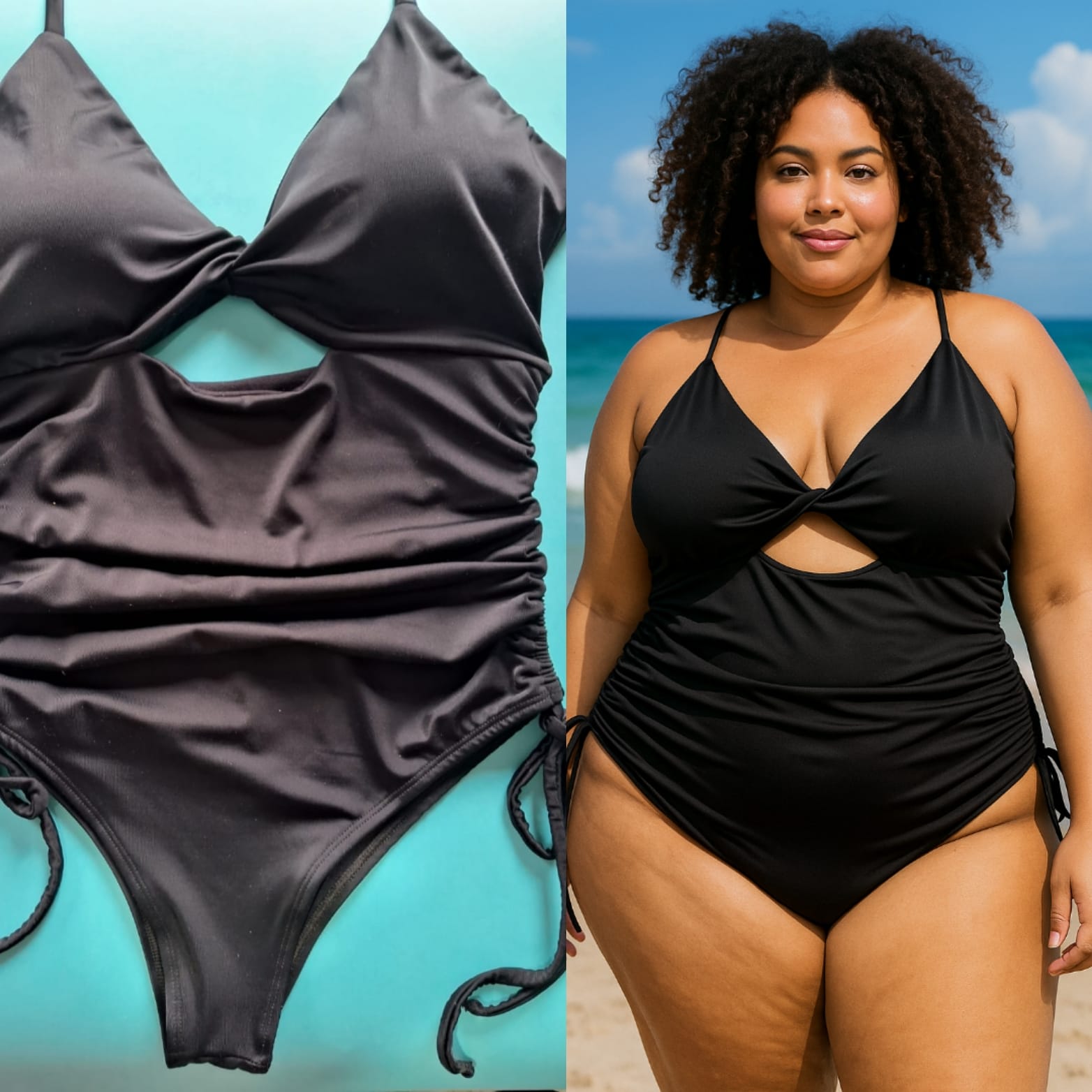 Maiô preto com recortes