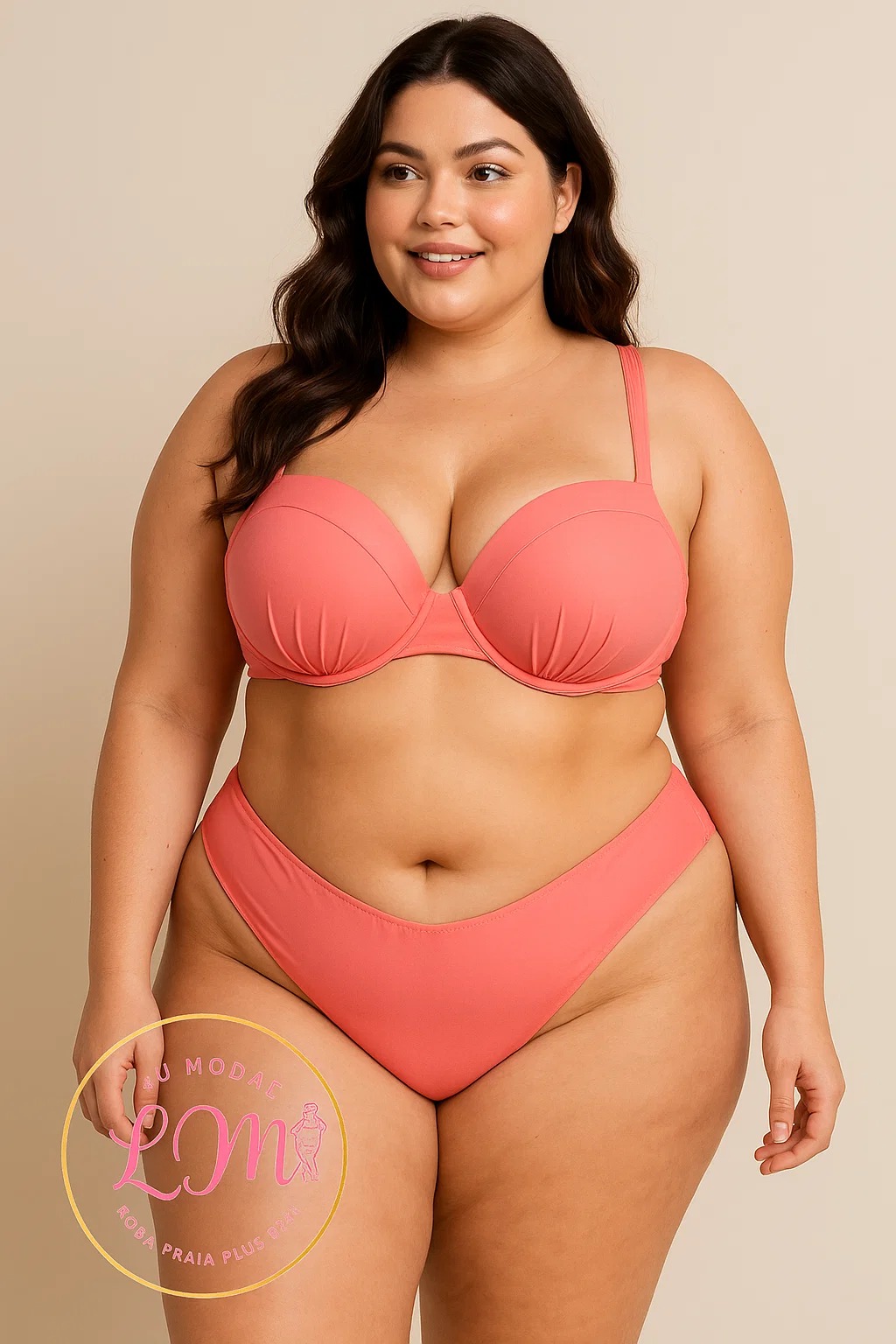 Biquíni Plus Size Coral