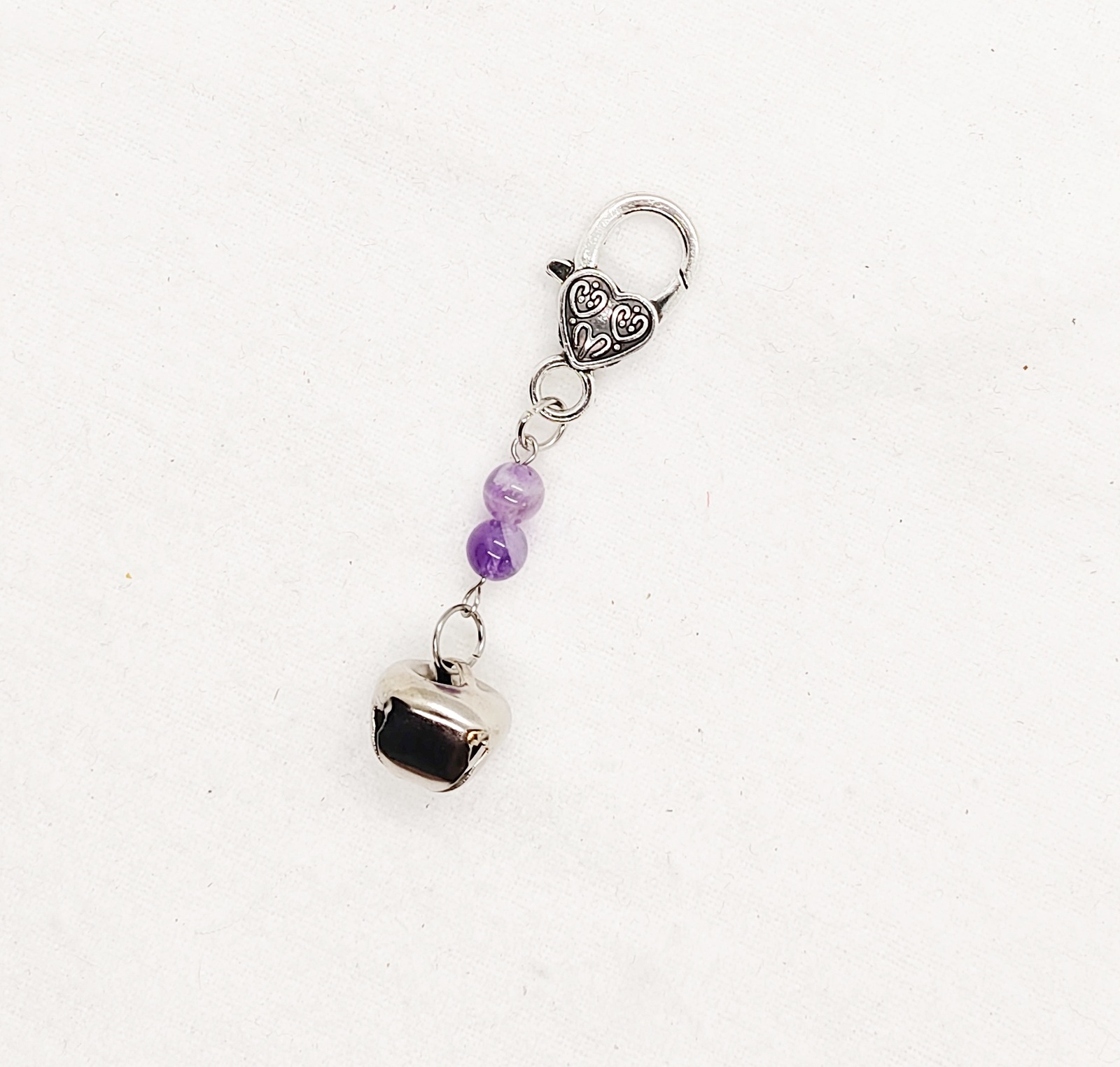 Amethyst Gemstone with Bell Pet Collar Charm Tag