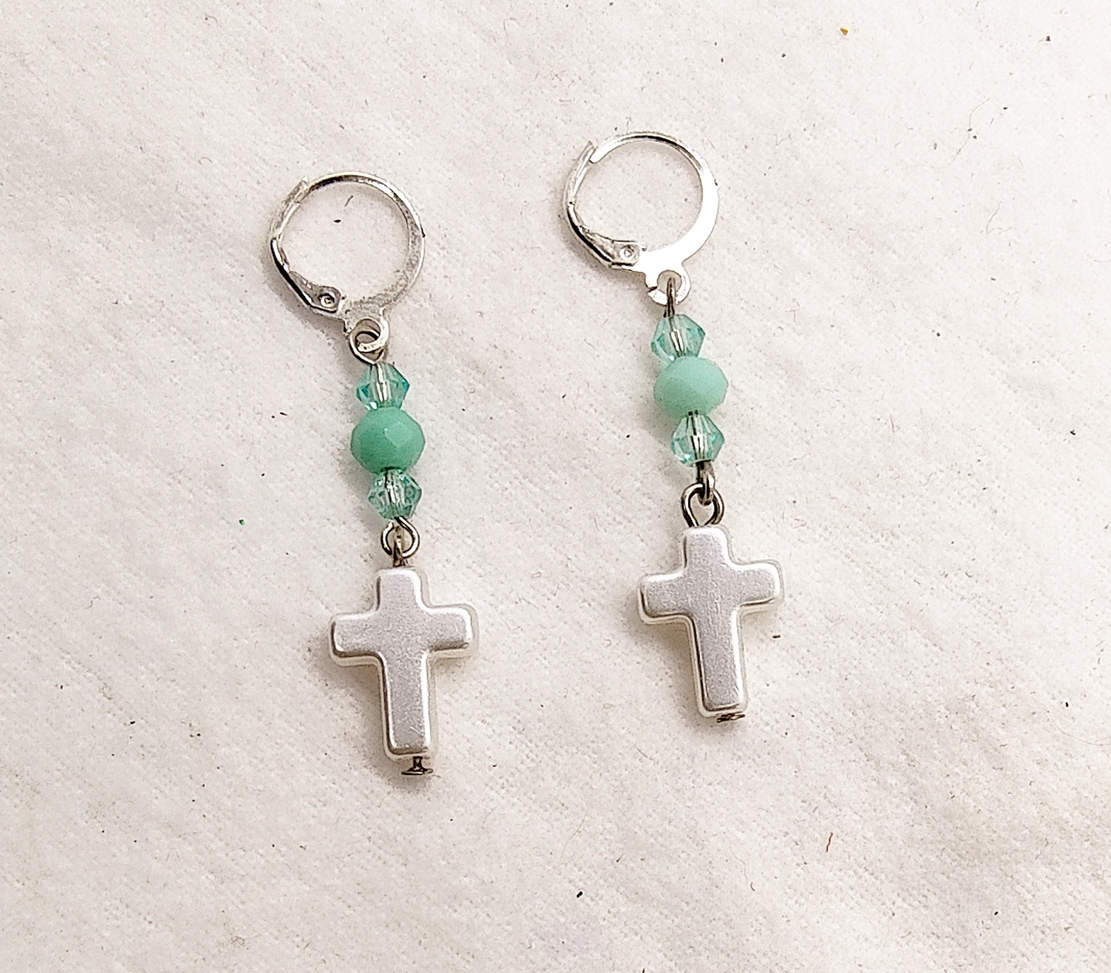 Christian Cross Lightweight Dangle Earrings with Lever Backs 