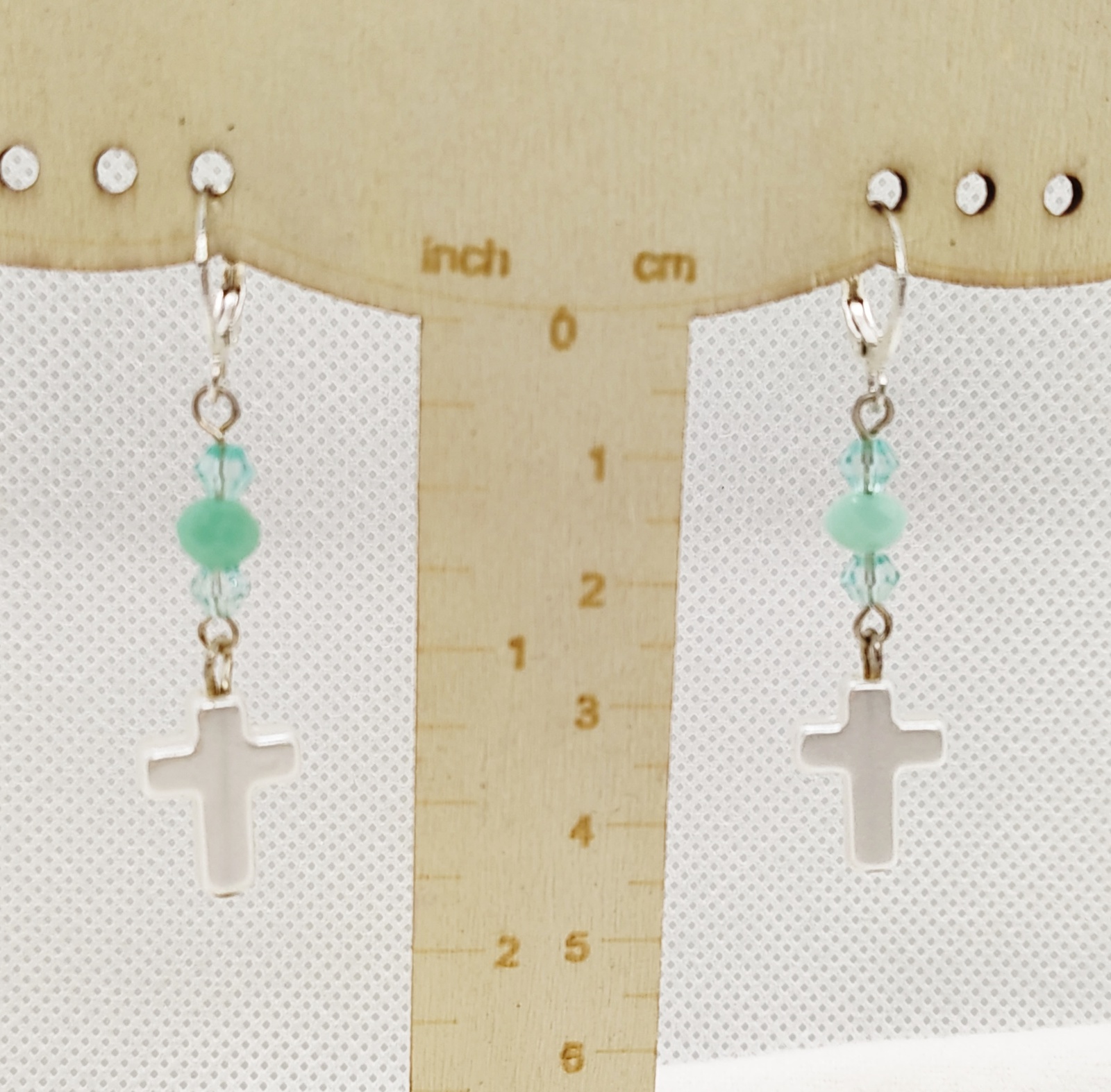 Christian Cross Lightweight Dangle Earrings with Lever Backs 