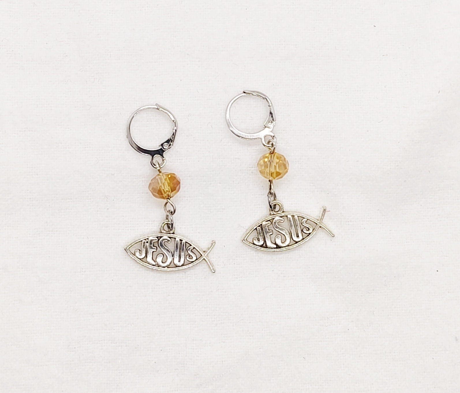 Christian Jesus Fish Sign Dangle Earrings 