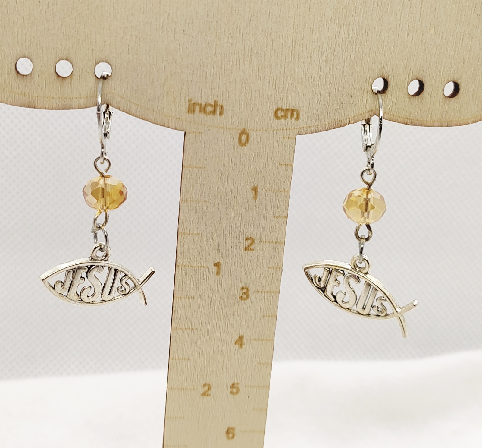 Christian Jesus Fish Sign Dangle Earrings 