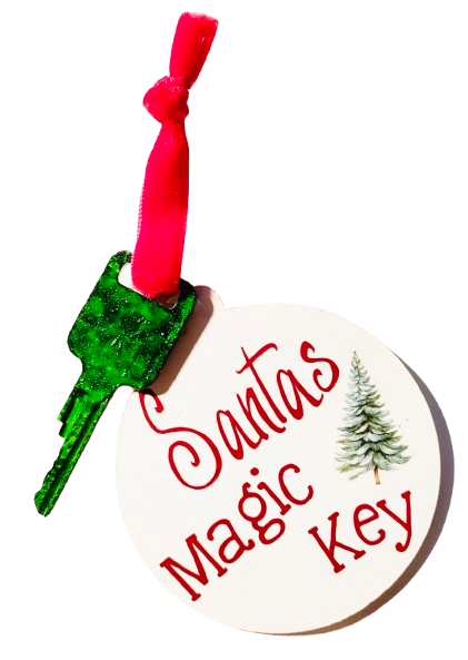 Hand-crafted Santa's Magic Key Ornament - House with No Chimney