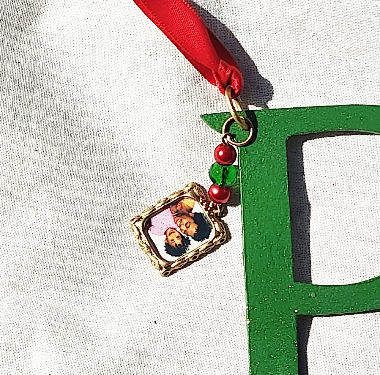 Handmade Wooden Letter Initial P Ornament 