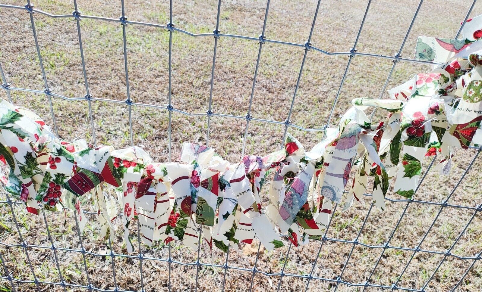 Handmade Christmas Fabric Rag Flag Garland Banner 