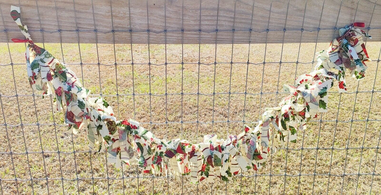 Handmade Christmas Fabric Rag Flag Garland Banner 