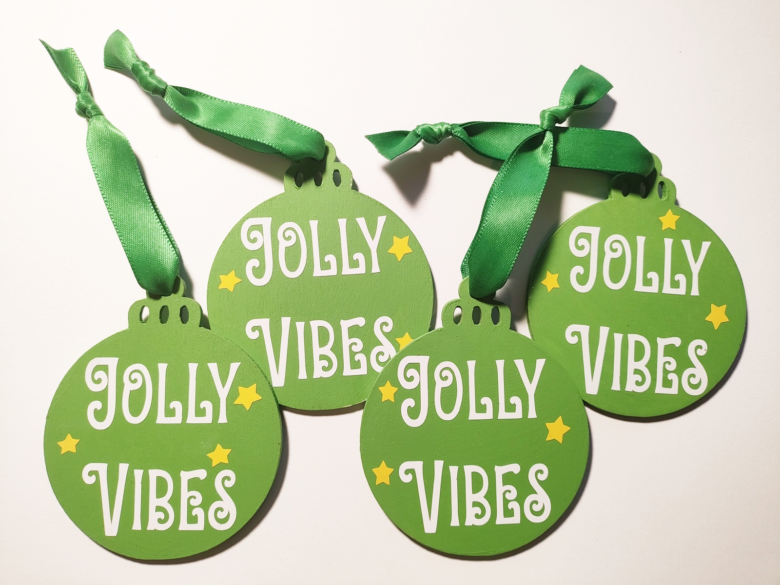 Set of 4 Jolly Vibes Christmas Tree Ornament 