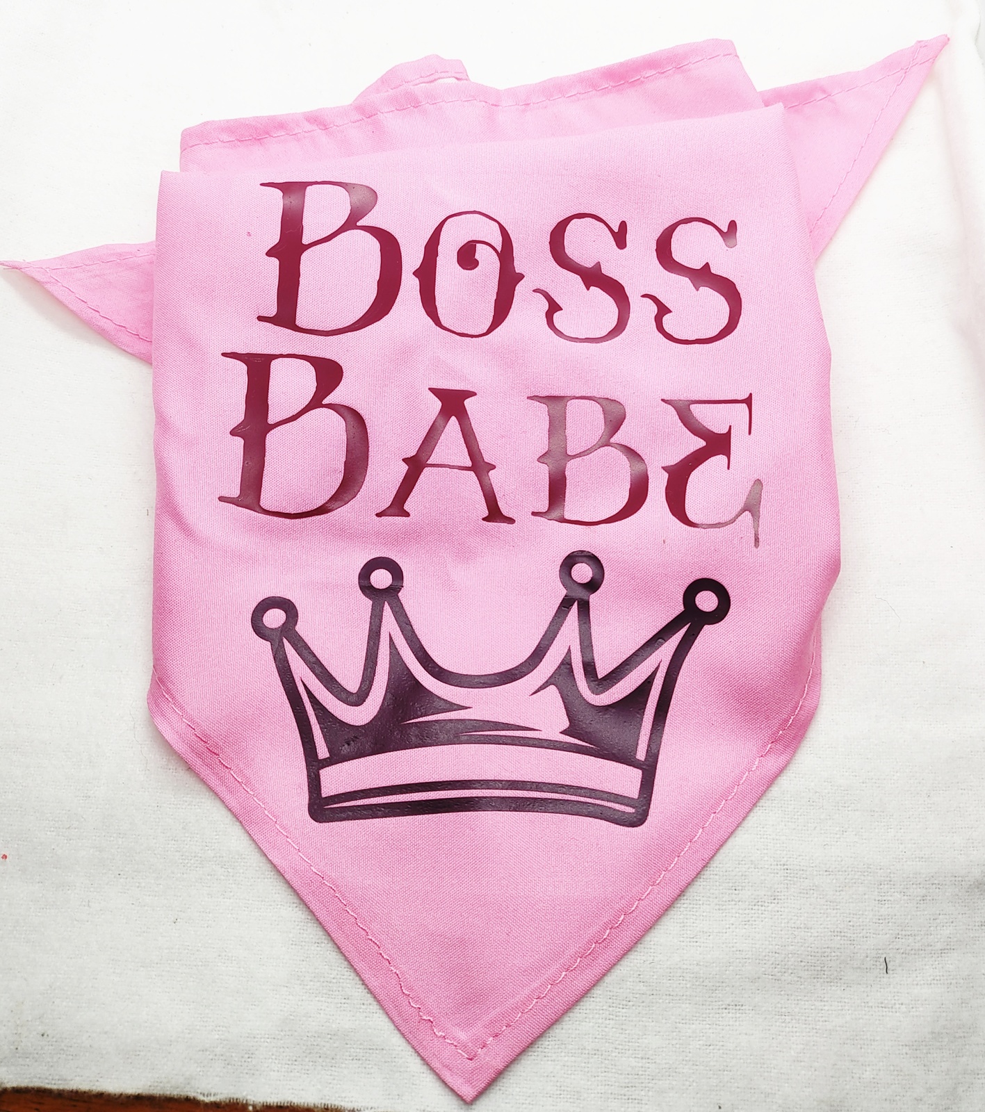 Medium Pink Boss Babe with Crown Dog Bandana 