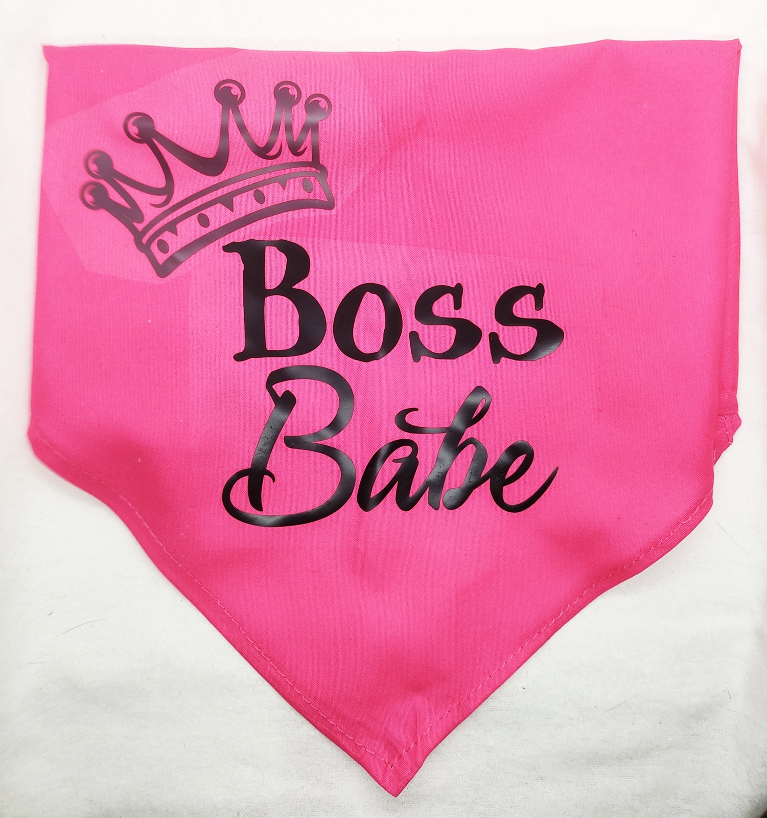 Medium Pink Boss Babe with Crown Dog Bandana 