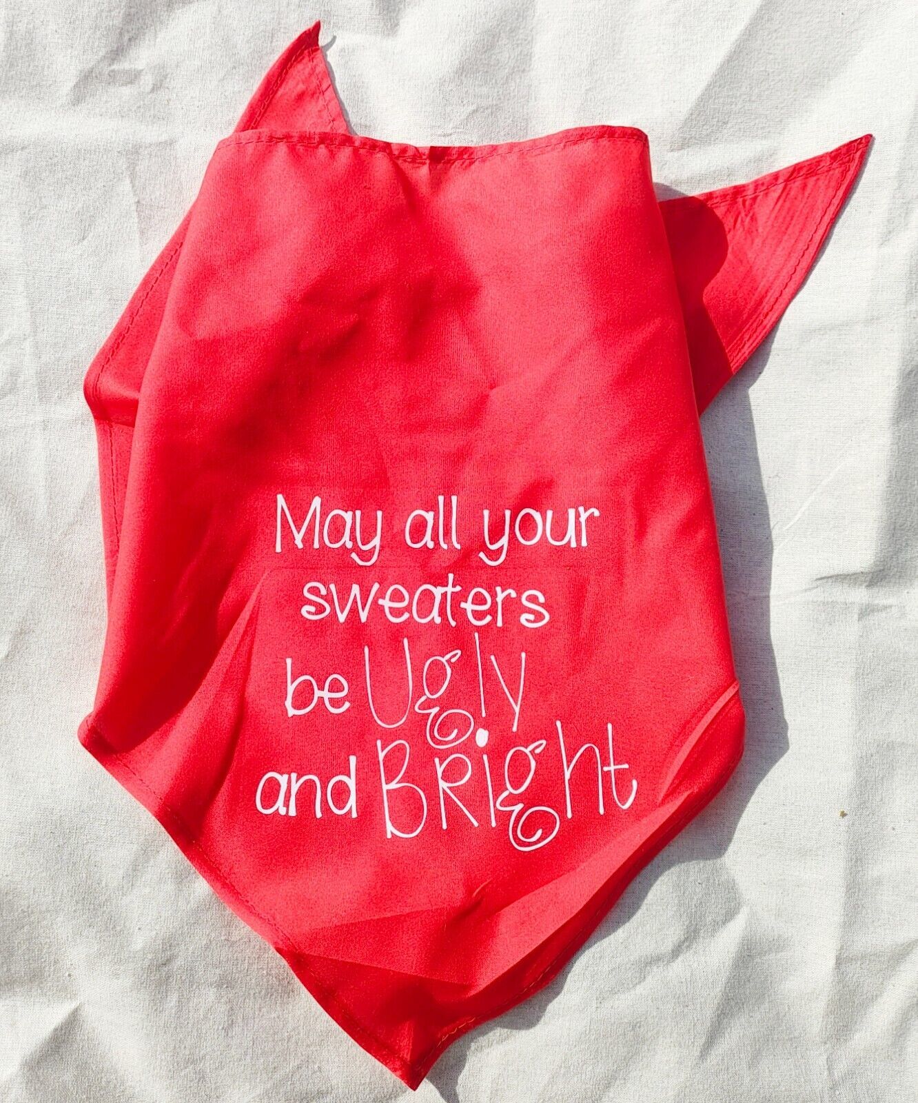 Medium Red May All Your Sweaters Be Ugly & Bright Christmas Dog Bandana