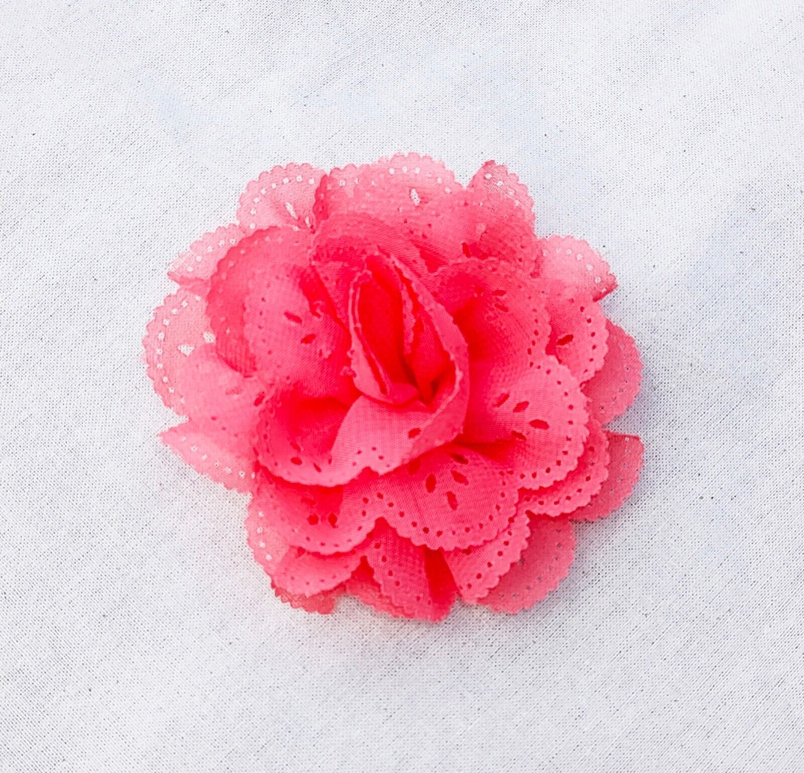 Peach Fabric Floral Brooch Pin 