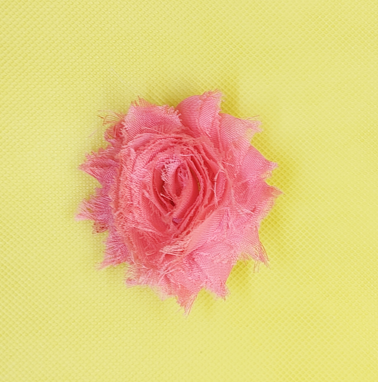 Sheer Peach Pink Fabric Floral Hair Barrette Clip 