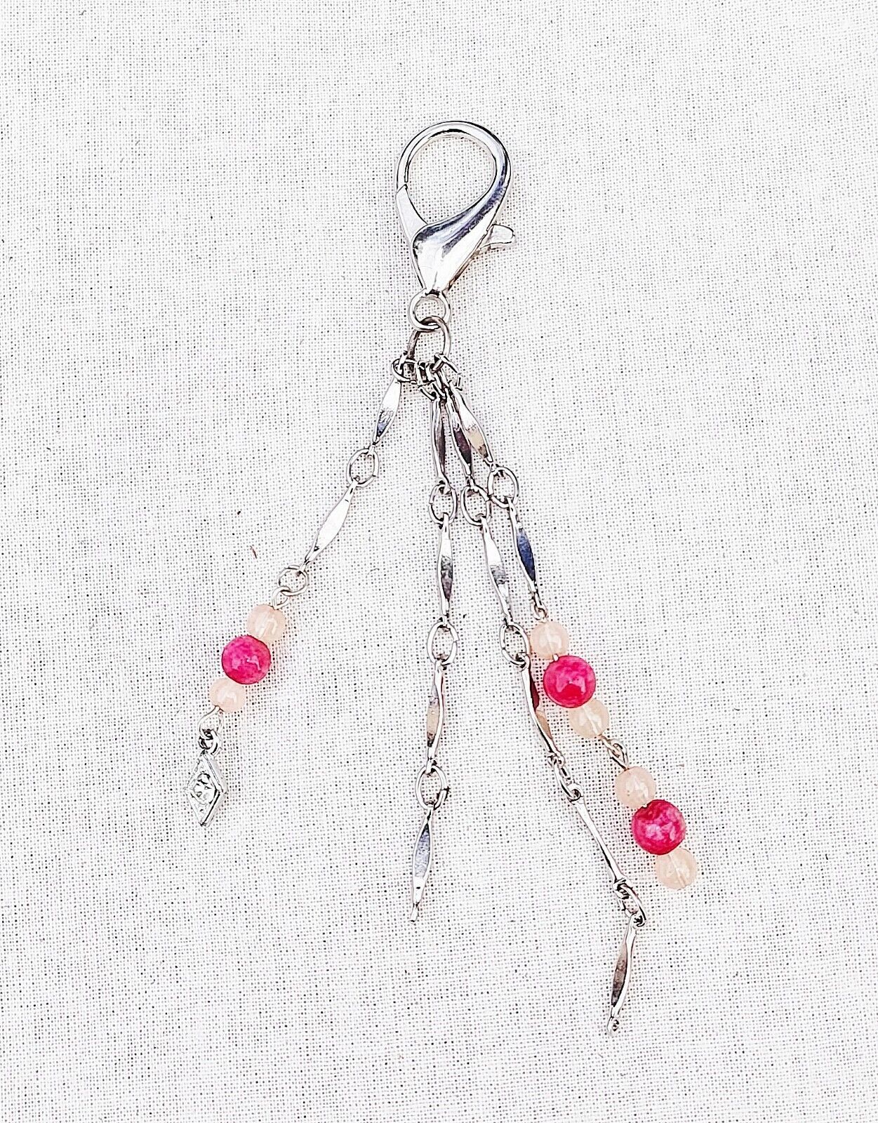 Silver & Pink Gemstone Fashion Charm, Belt Charm, Shoe Charm, Zipper Charm, Bag Charm  