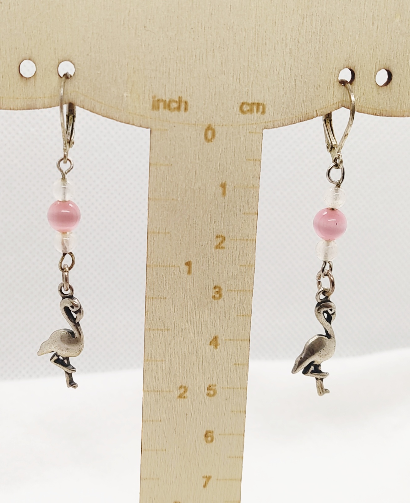 Sterling Silver Pink Flamingo, Gemstone Earrings 