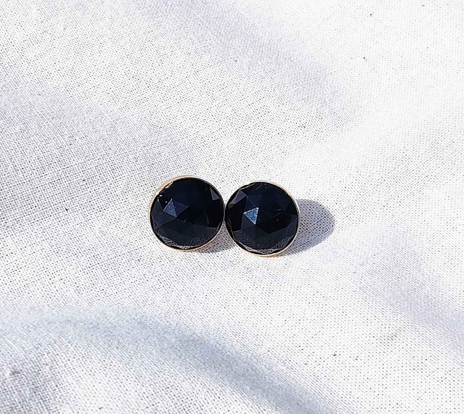 Vintage Black & Gold Filled Retro Post Pierced Earrings by Grants