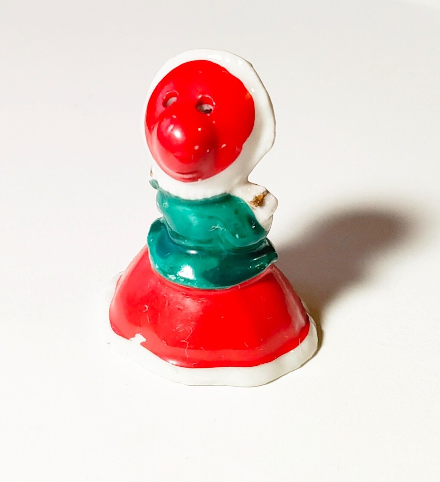 Vintage Miniature Victorian Girl Bell Ornament - Retro Kitsch Ceramic Figurine