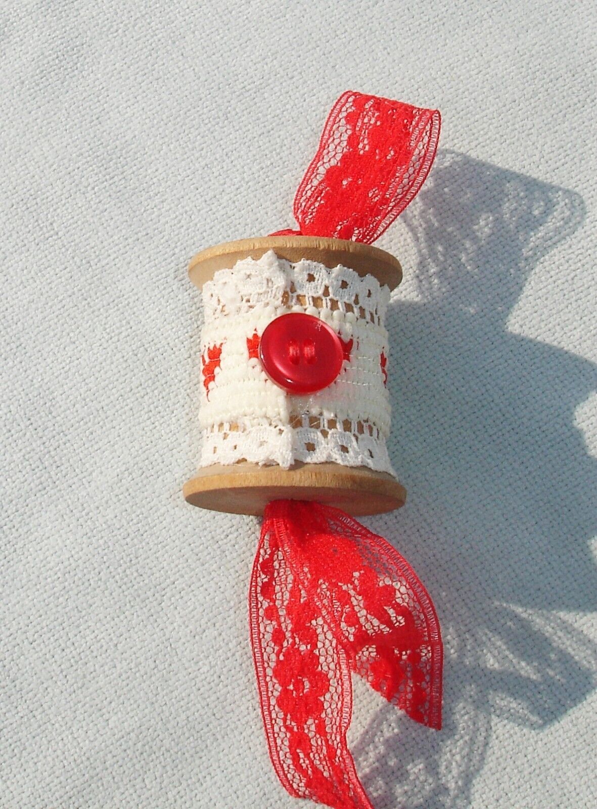 Wooden Decorative Heart Spool Ornament 