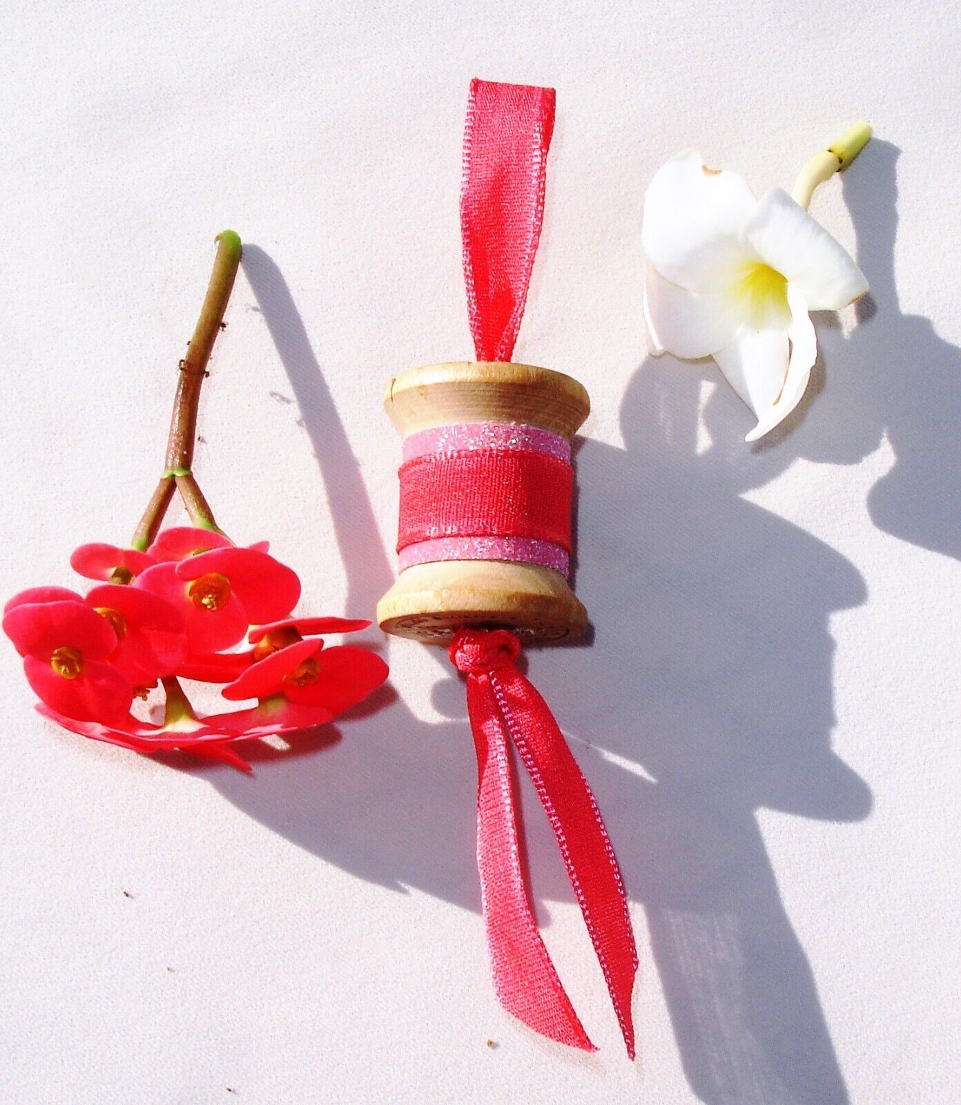 Wooden Decorative Pink Spool Ornament 