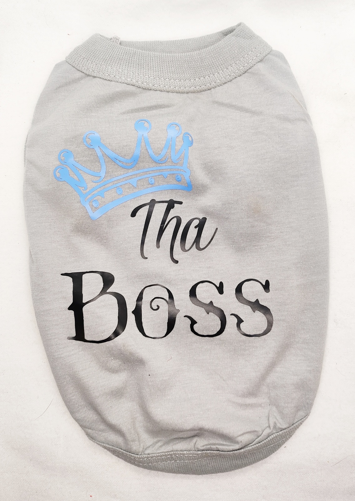 XX Small Gray Tha Boss with Crown Dog T-Shirt Sweater 
