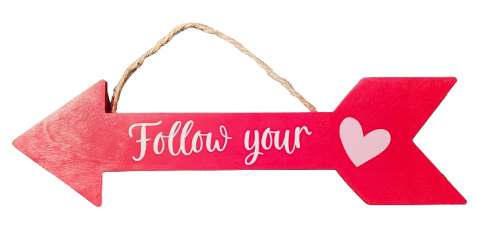 Handmade Decorative Wooden Follow Your Heart Arrow Sign 