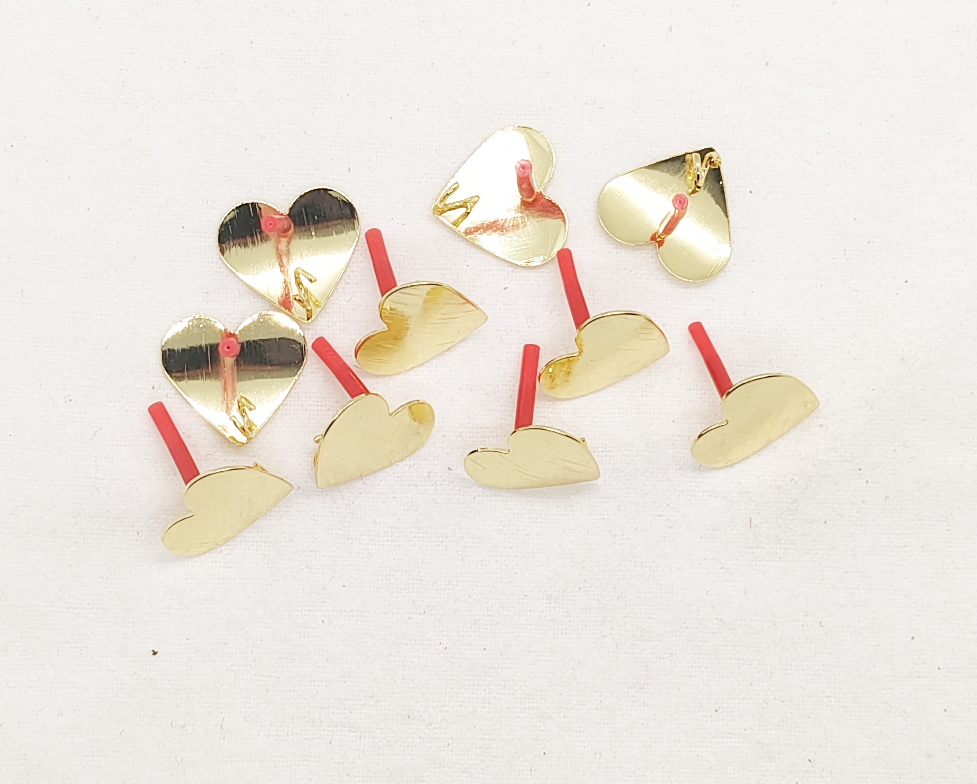 Golden Heart-Shaped Cute Stud Earrings Posts - 10 Pcs 