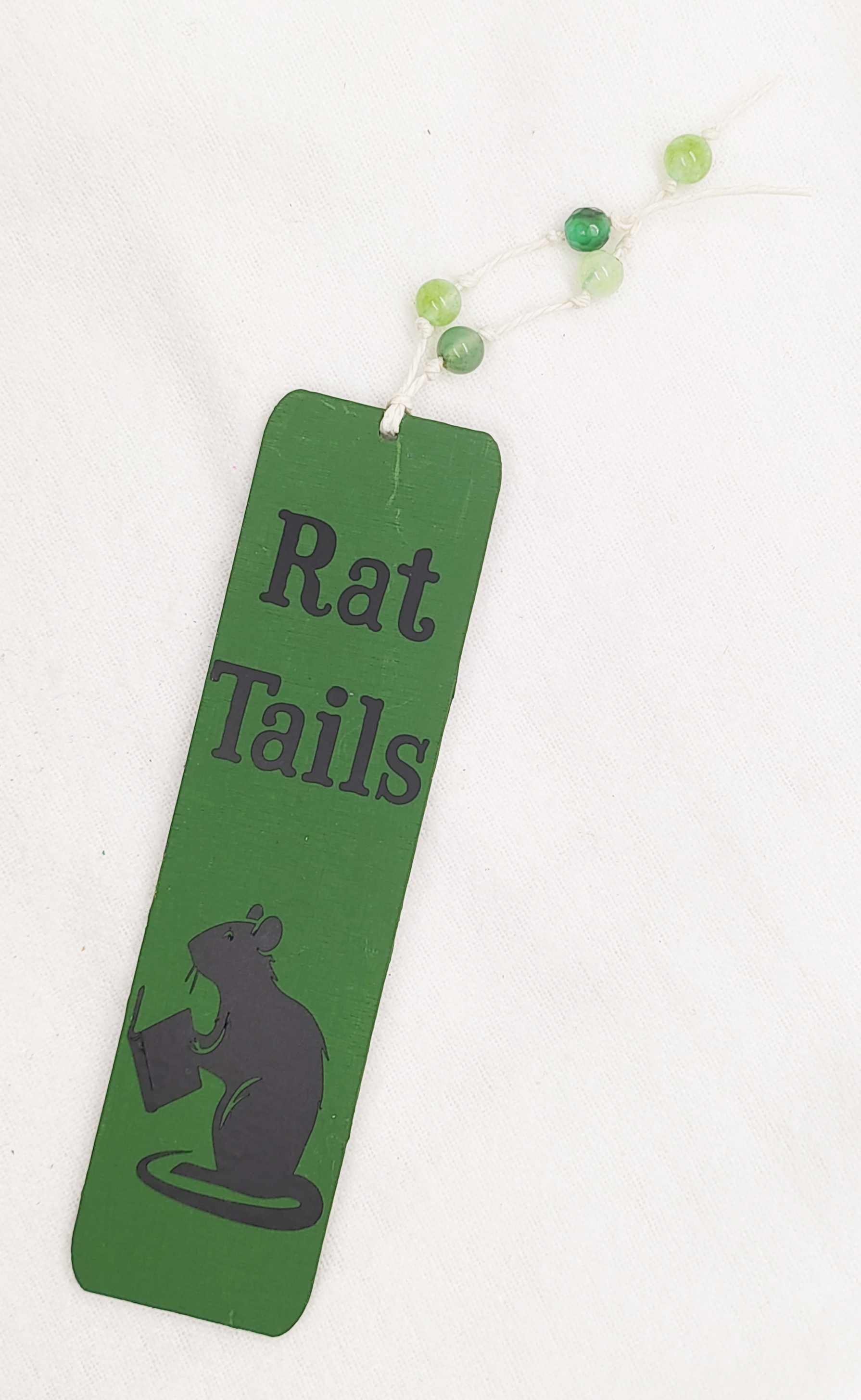 Handmade Decorative Wooden Green Fancy Rat Tails Bookmark