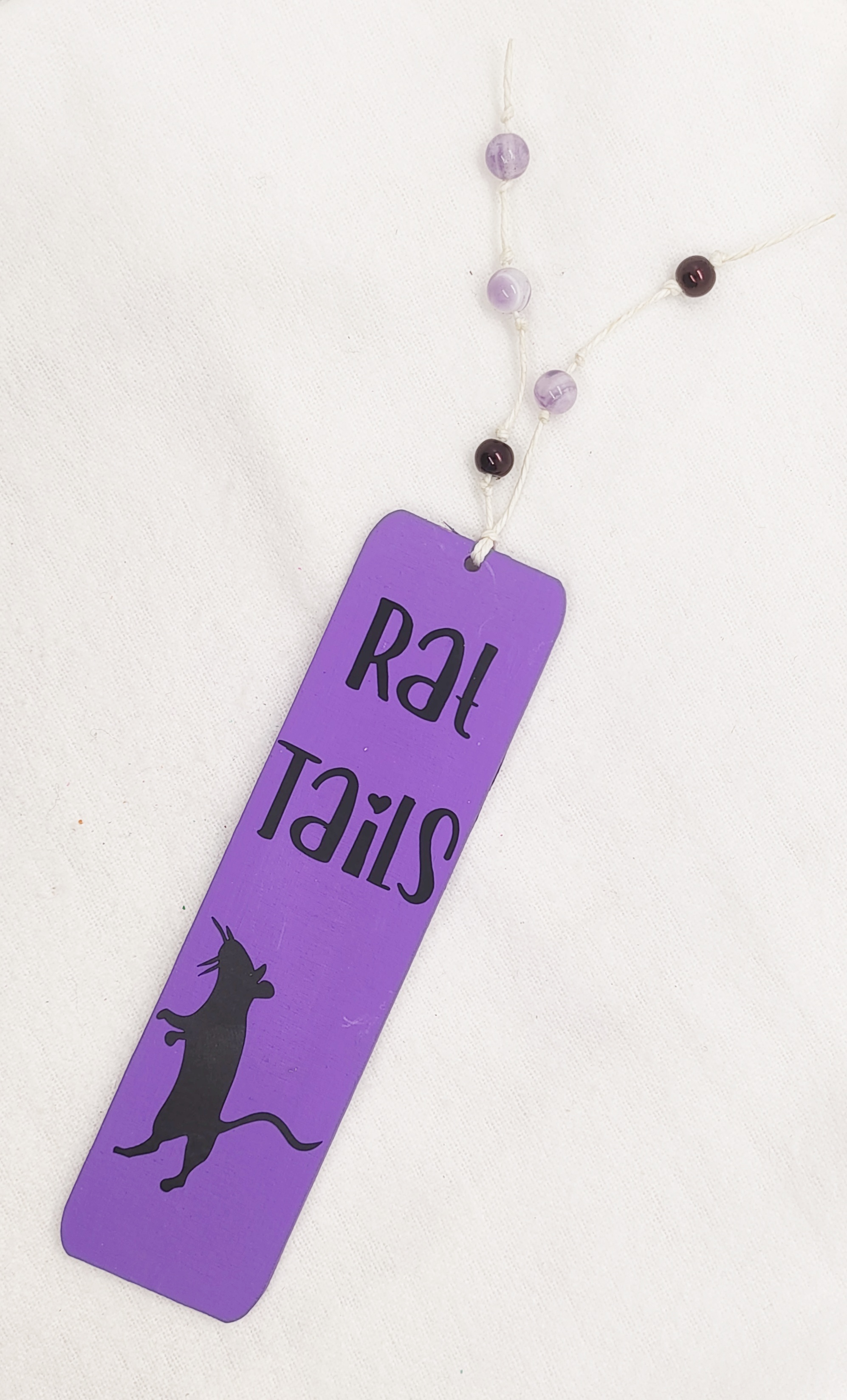 Handmade Decorative Wooden Purple Fancy Rat Tails Bookmark 