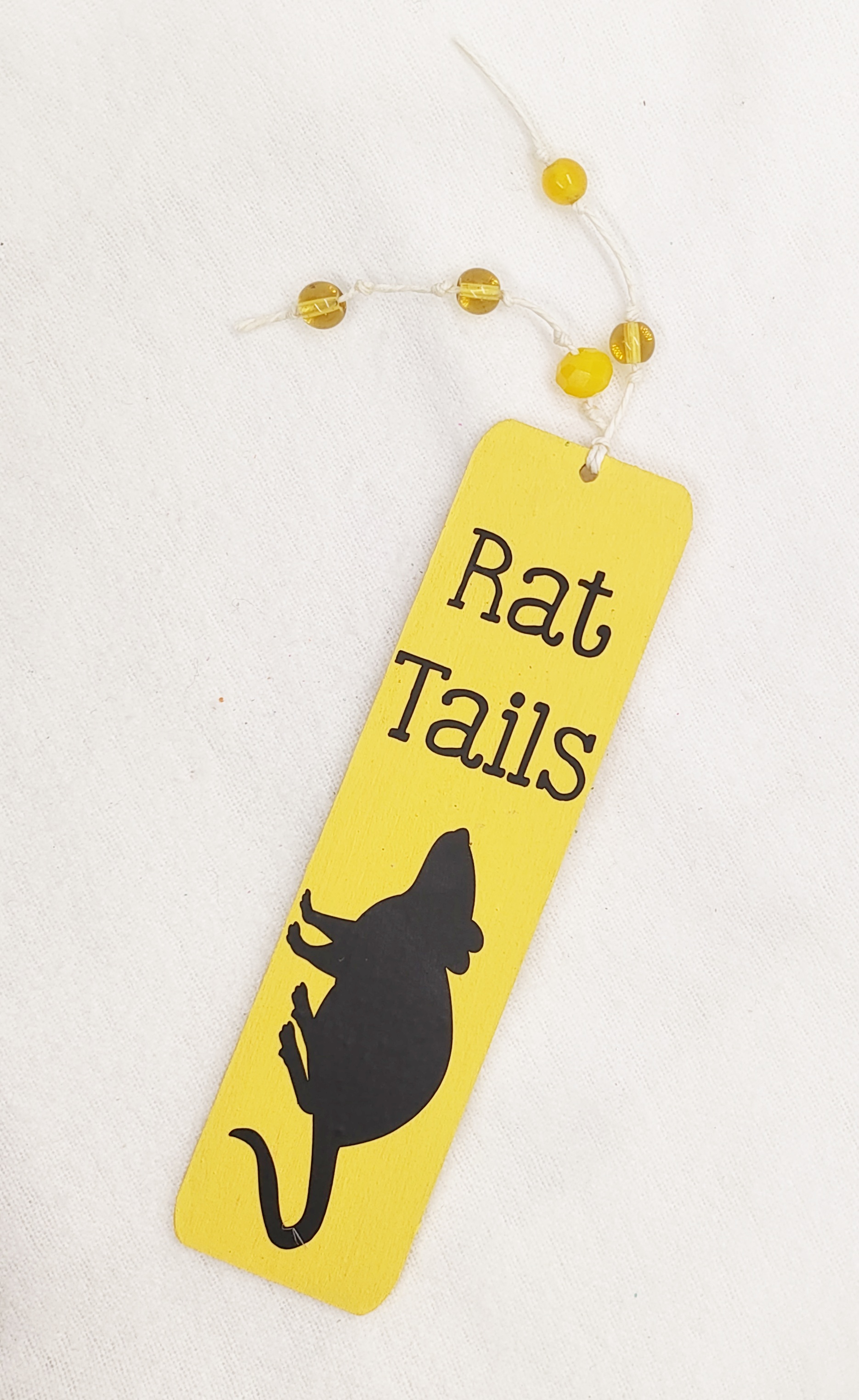 Handmade Decorative Wooden Yellow Fancy Rat Tails Bookmark 