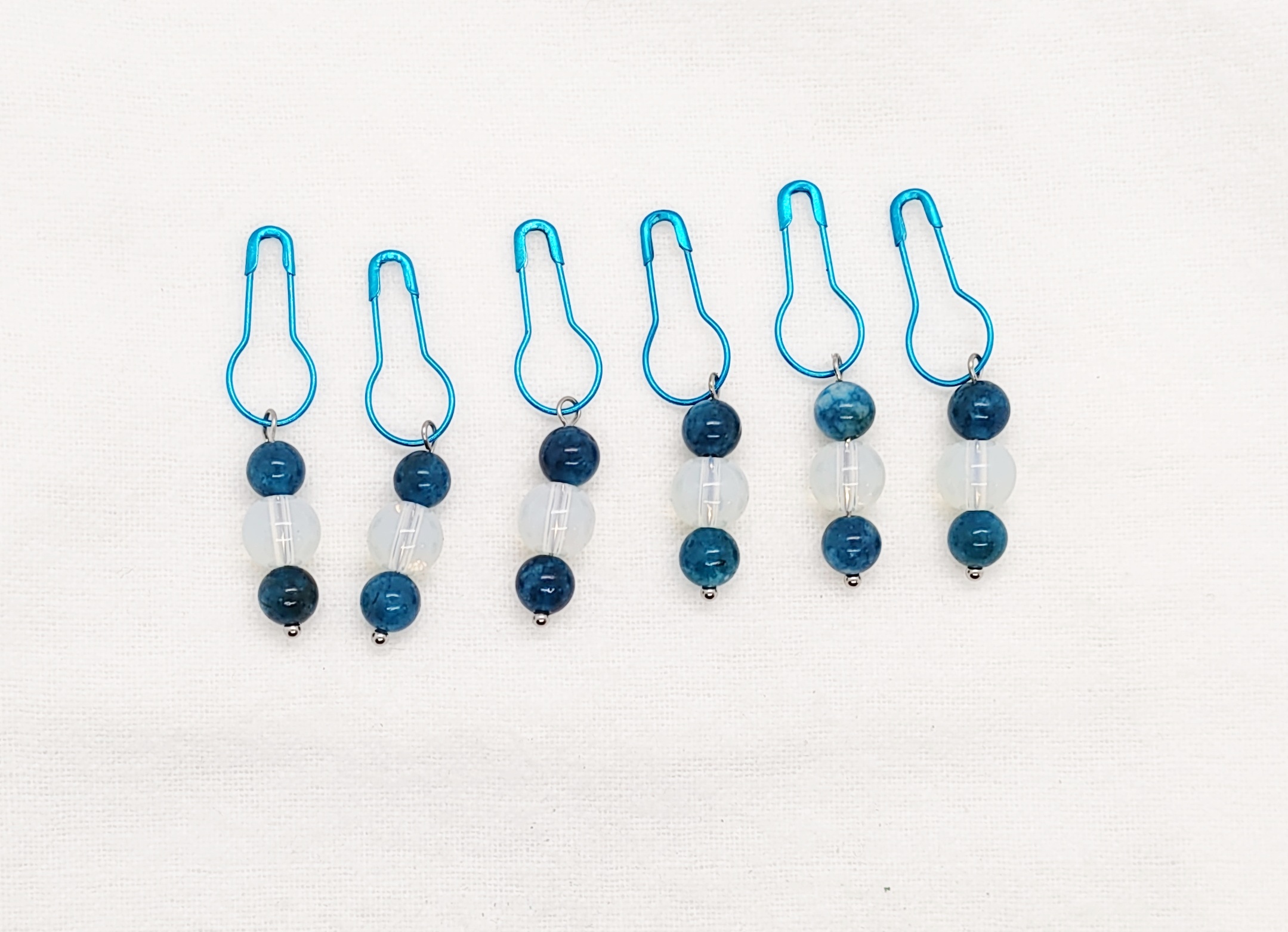 Blue Kyanite & Opalite Gemstone Beaded Stitch Markers 