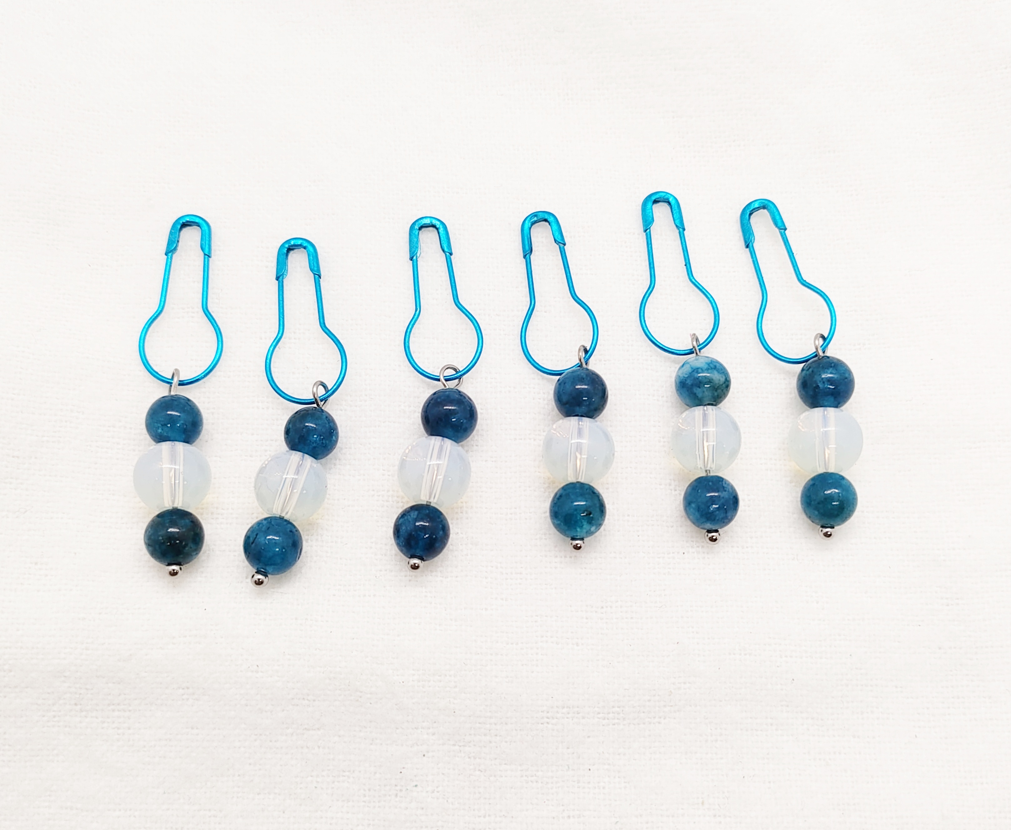 Blue Kyanite & Opalite Gemstone Beaded Stitch Markers 