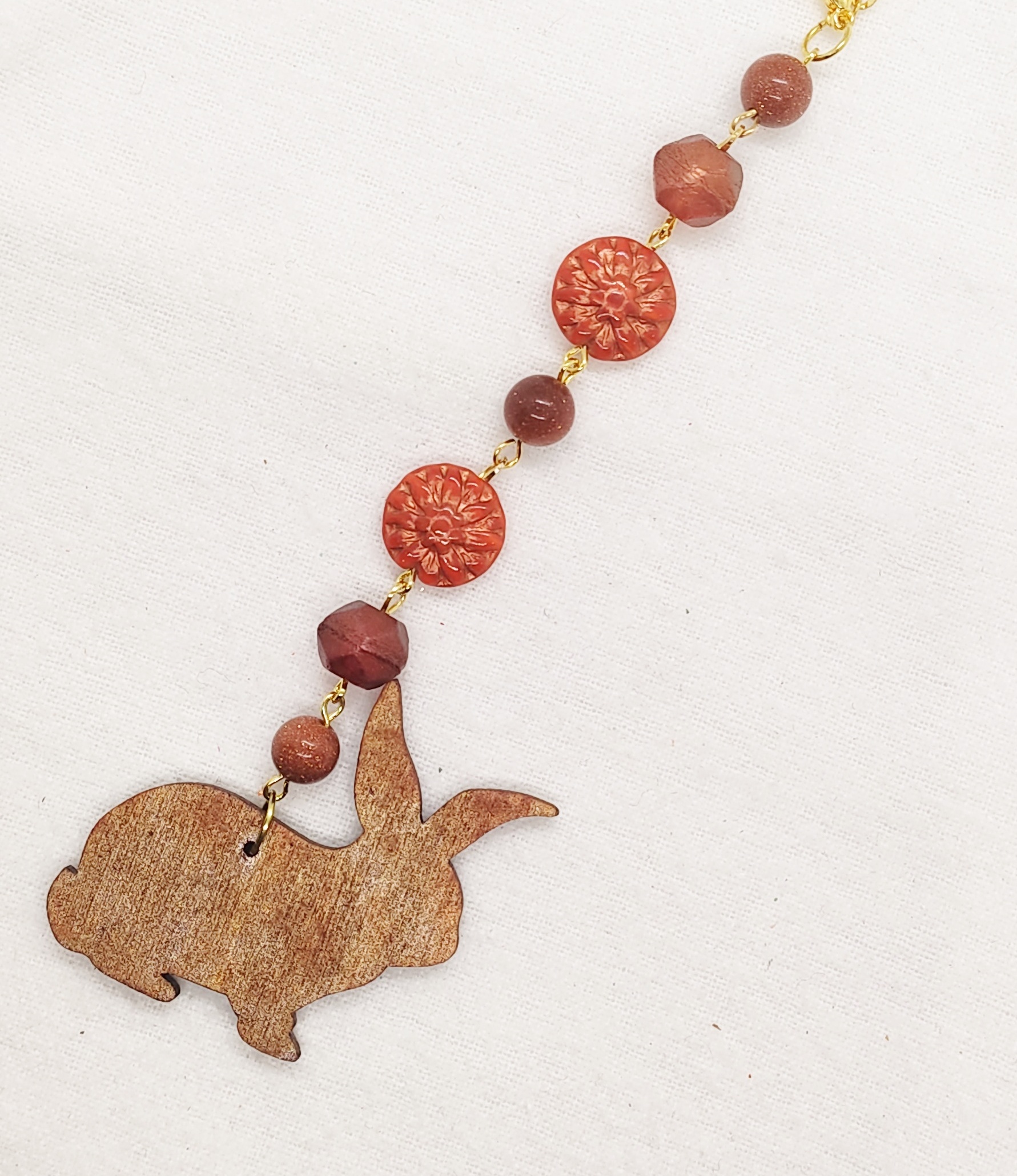 Bunny Rabbit & Gemstone Rearview Mirror Car Charm 