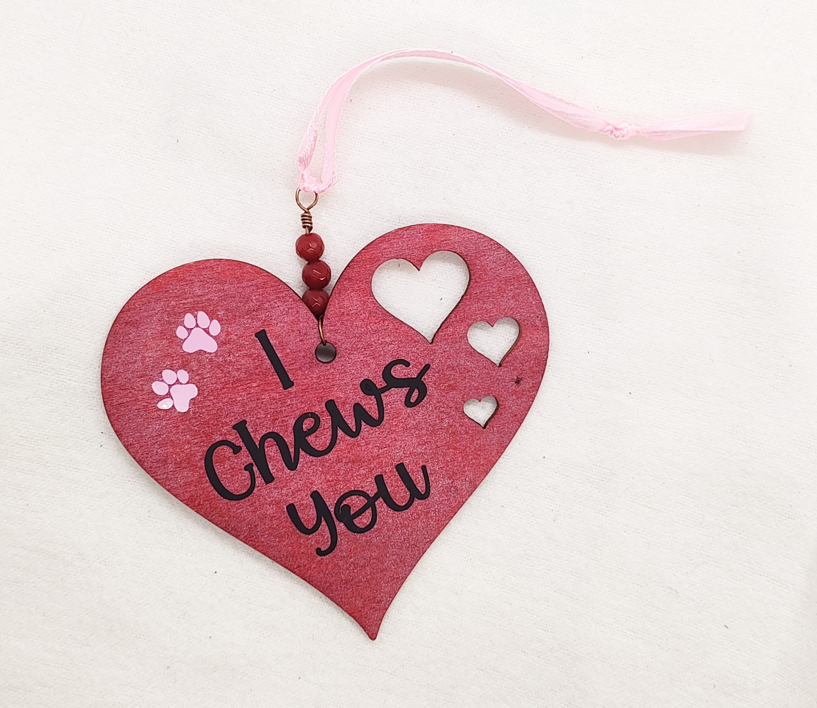I Chews You Fancy Rat Heart Shaped Hanging Accent Ornament 