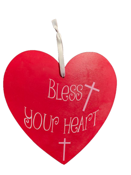 Decorative Wooden Bless Your Heart with Cross Sign 