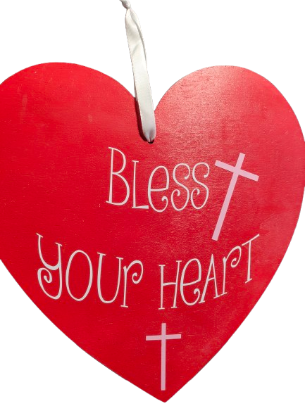Decorative Wooden Bless Your Heart with Cross Sign 