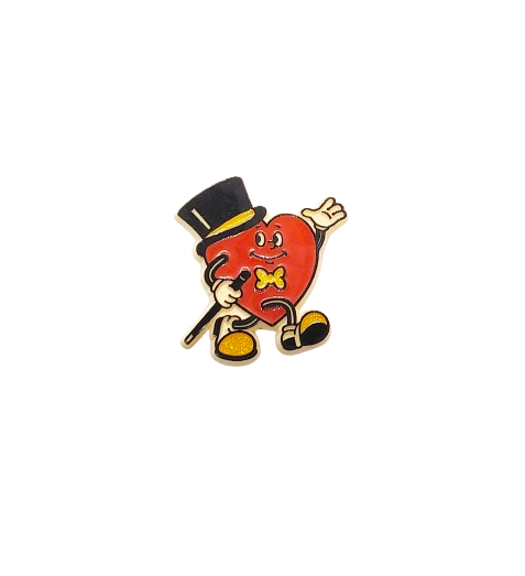 Vintage Hallmark Top Hat & Cane Red Heart Pin Brooch 