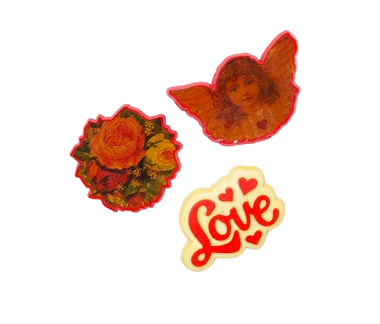 1989 Hallmark Valentine's Day Cupid, Flowers, Love Pin Lot 