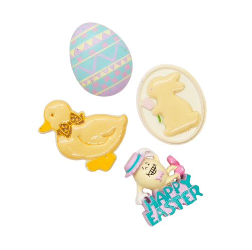 1984 Hallmark Happy Easter Egg, Bunny, Duck, Lapel Pin Lot 