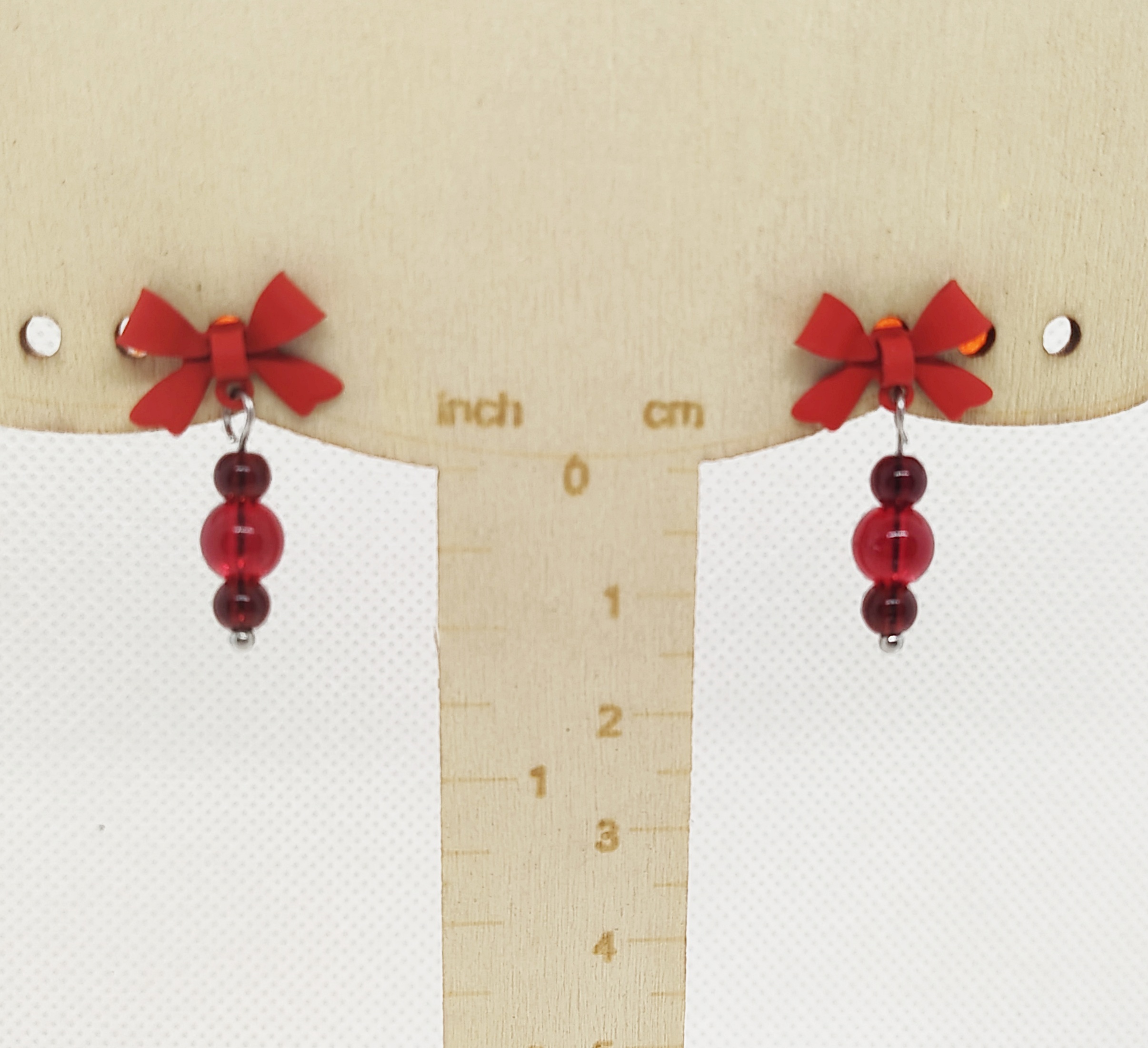 Handcrafted Red Garnet Gemstone Post Bow Earrings 