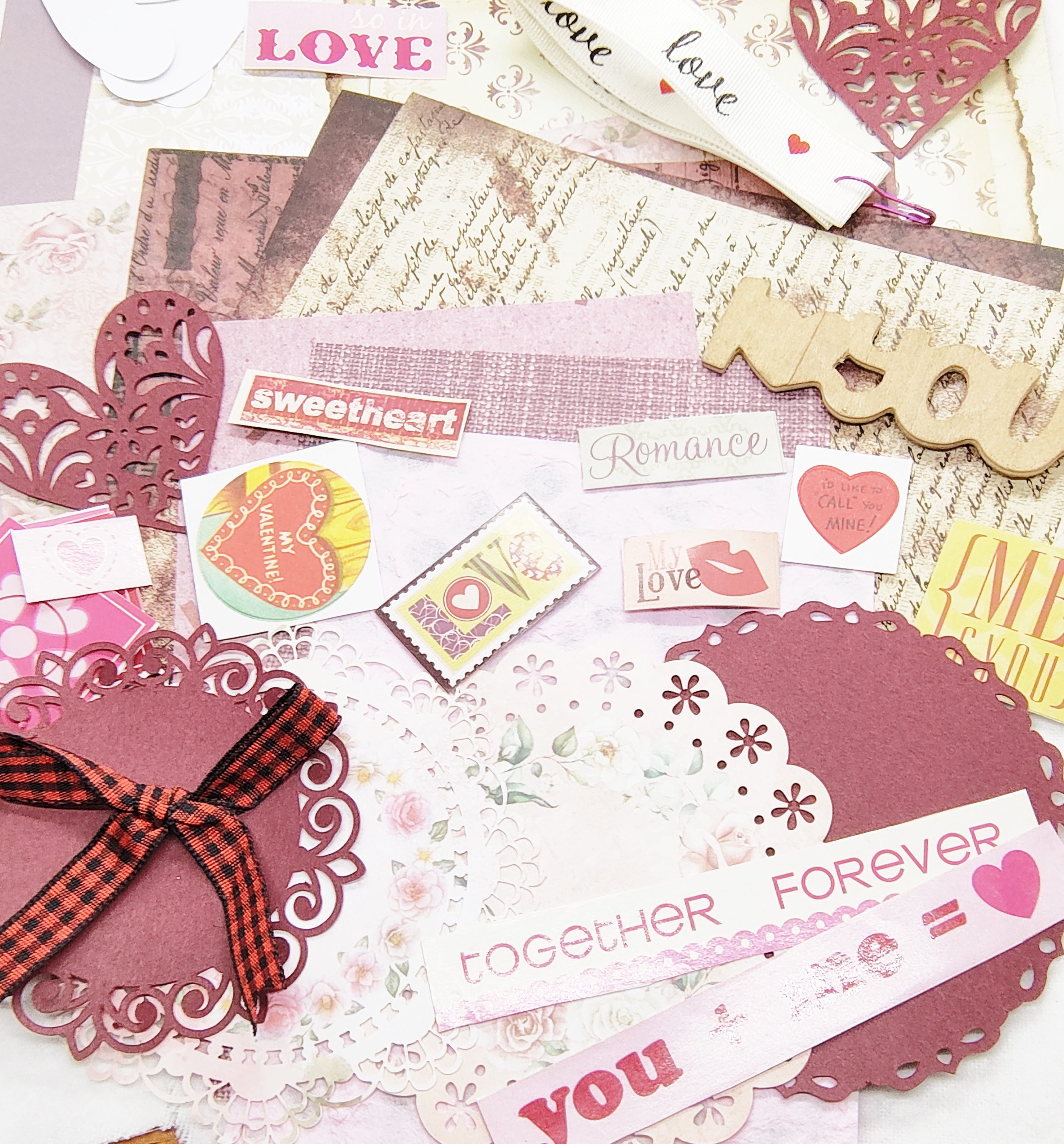 Love Heart Themed Bundle for Scrapbooking, Junk Journals, Paper Crafts, Collages