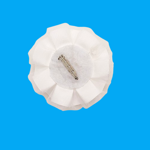 Pure White Fabric Floral Brooch Pin 
