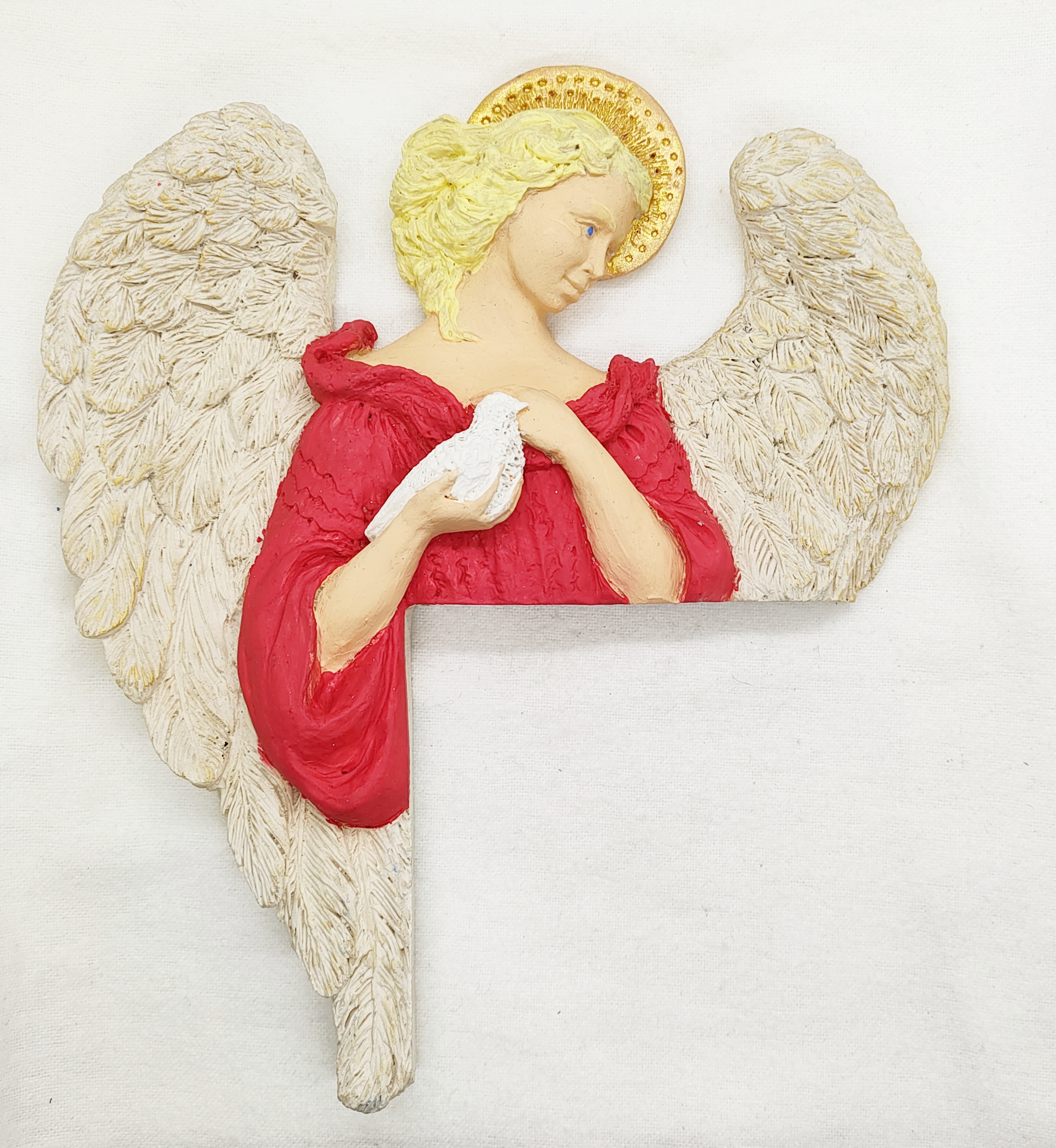 Hand Painted Angel with Bird Top of Door Frame Sitter 
