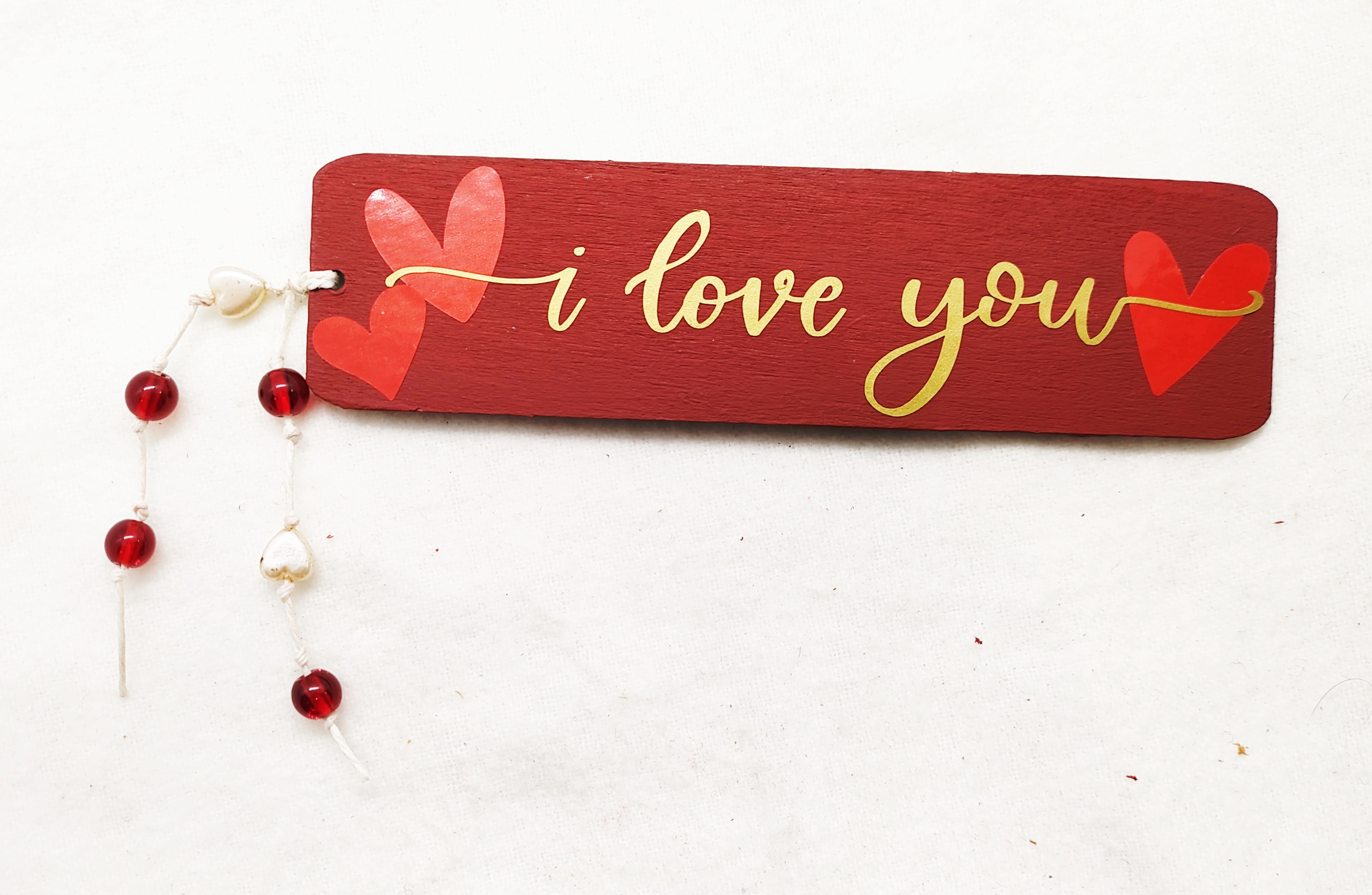 Handmade Decorative Wooden I Love You Forever Bookmark 