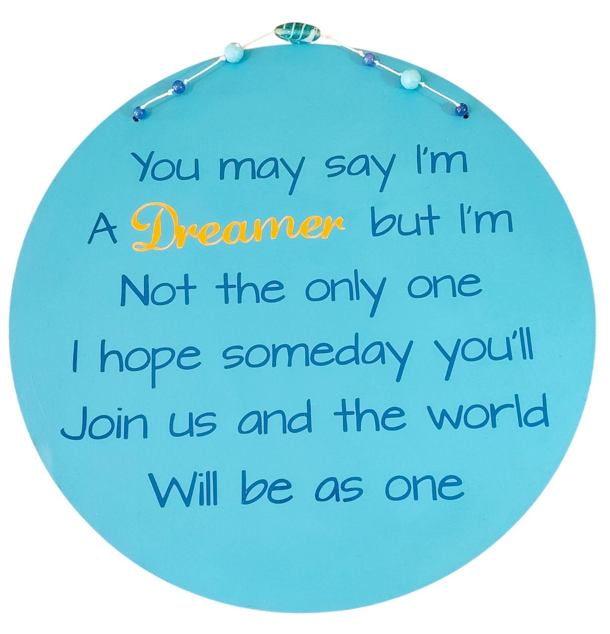 Wooden John Lennon Imagine Lyrics Quote Beaded Sign 