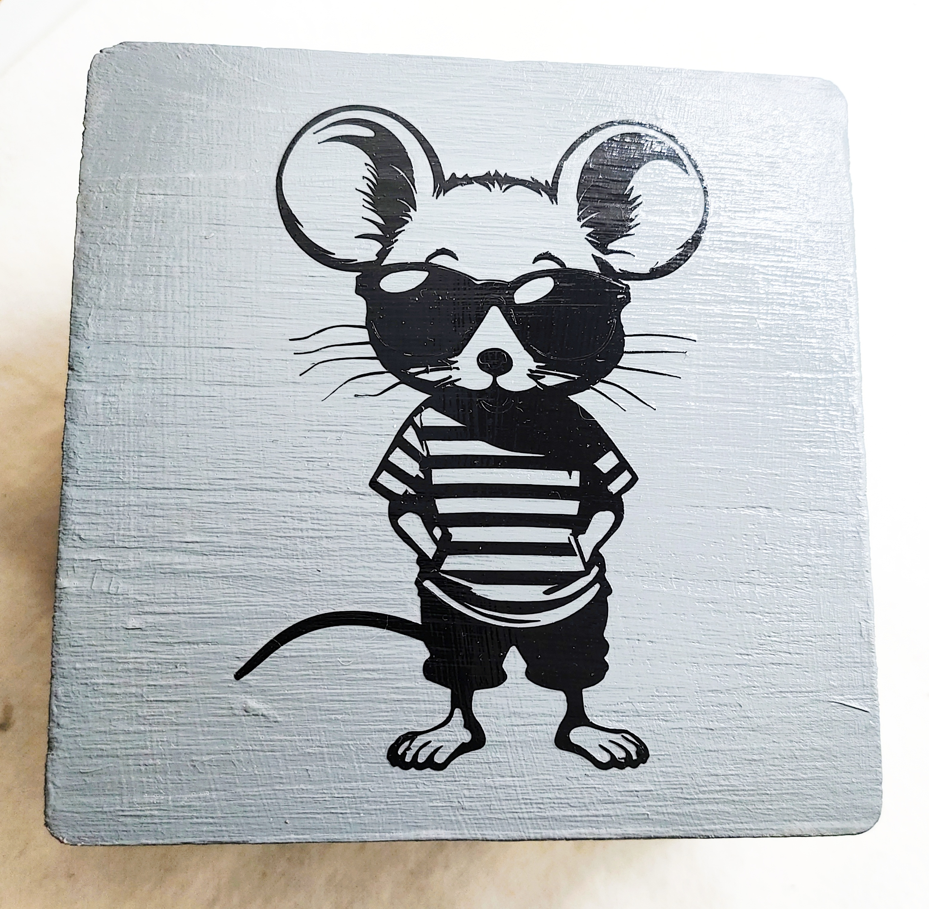 Hand Painted Cool Fancy Rat with Sunglasses Coaster Set - Set of 4 
